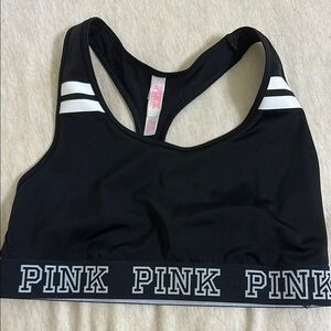 PINK Victoria's Secret Black and White Racerback Sports Bra